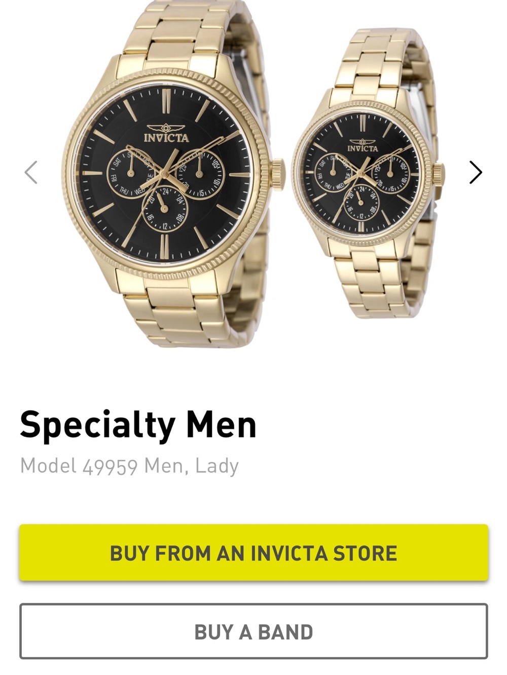 Invicta Gold and Black Chronograph Bracelet Watch